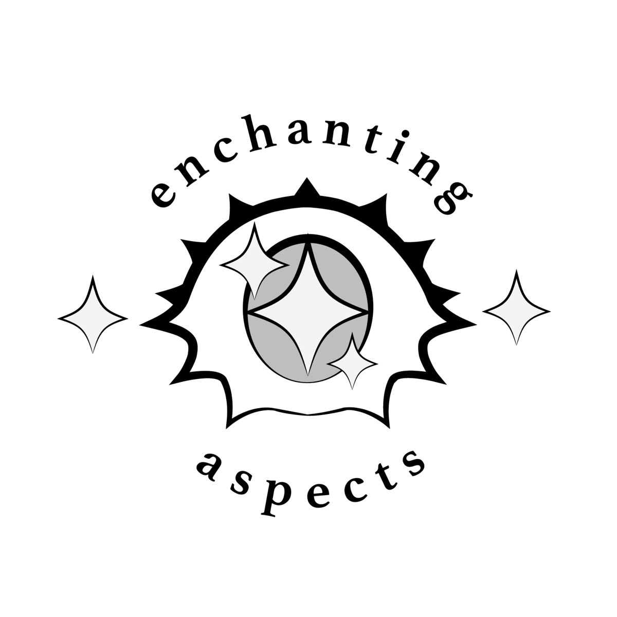 Enchanting Aspects cover art. A cute stylized eye looking directly at the viewer with sparkles surrounding it, indicated keen and excited interest.